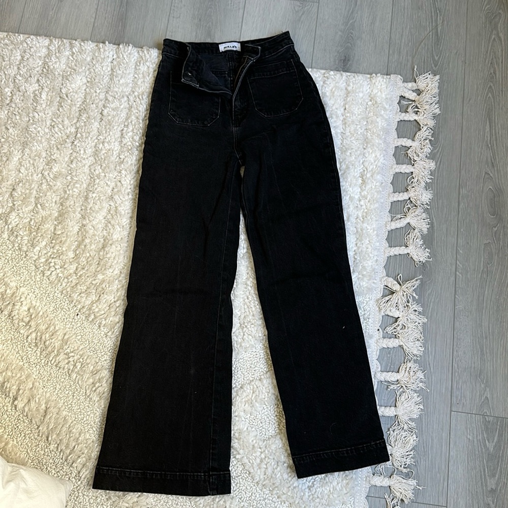 High Rise Wide Leg Black Rollas